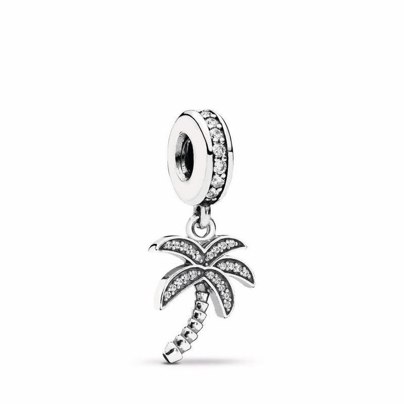 Pandora Sparkling Palm Tree Dangle Charm Ireland - Sterling Silver/Cubic Zirconia - 317248HRX